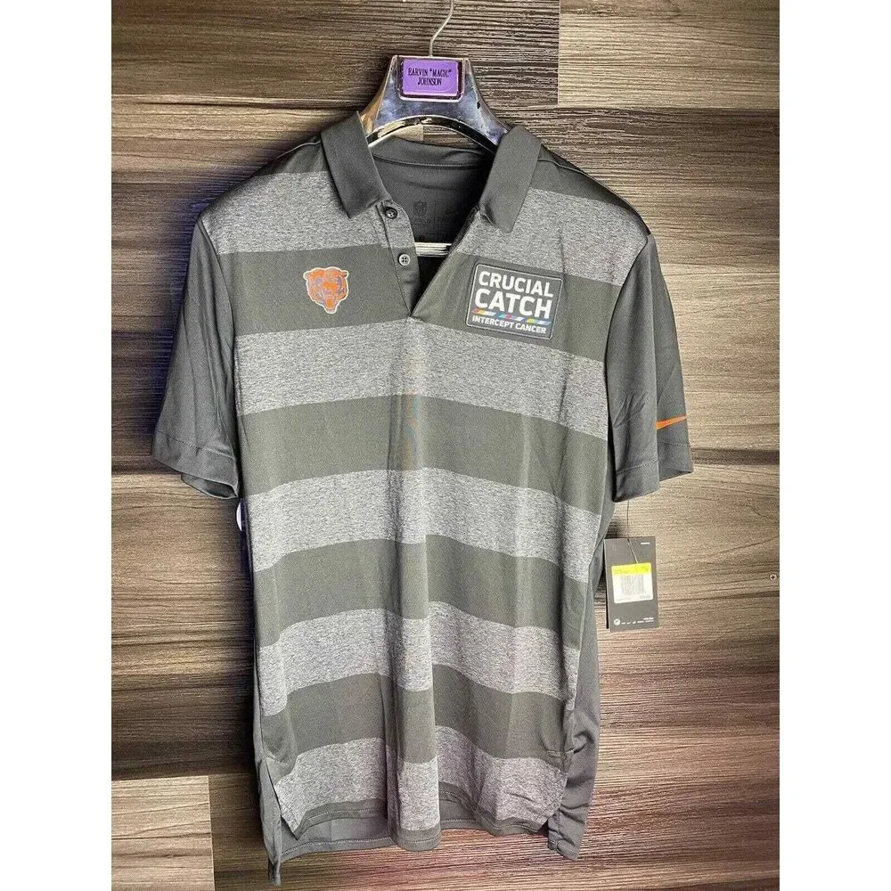 Nike NFL Chicago Bears Crucial Catch Intercept Cancer‎ Polo Sz small AR6788-060